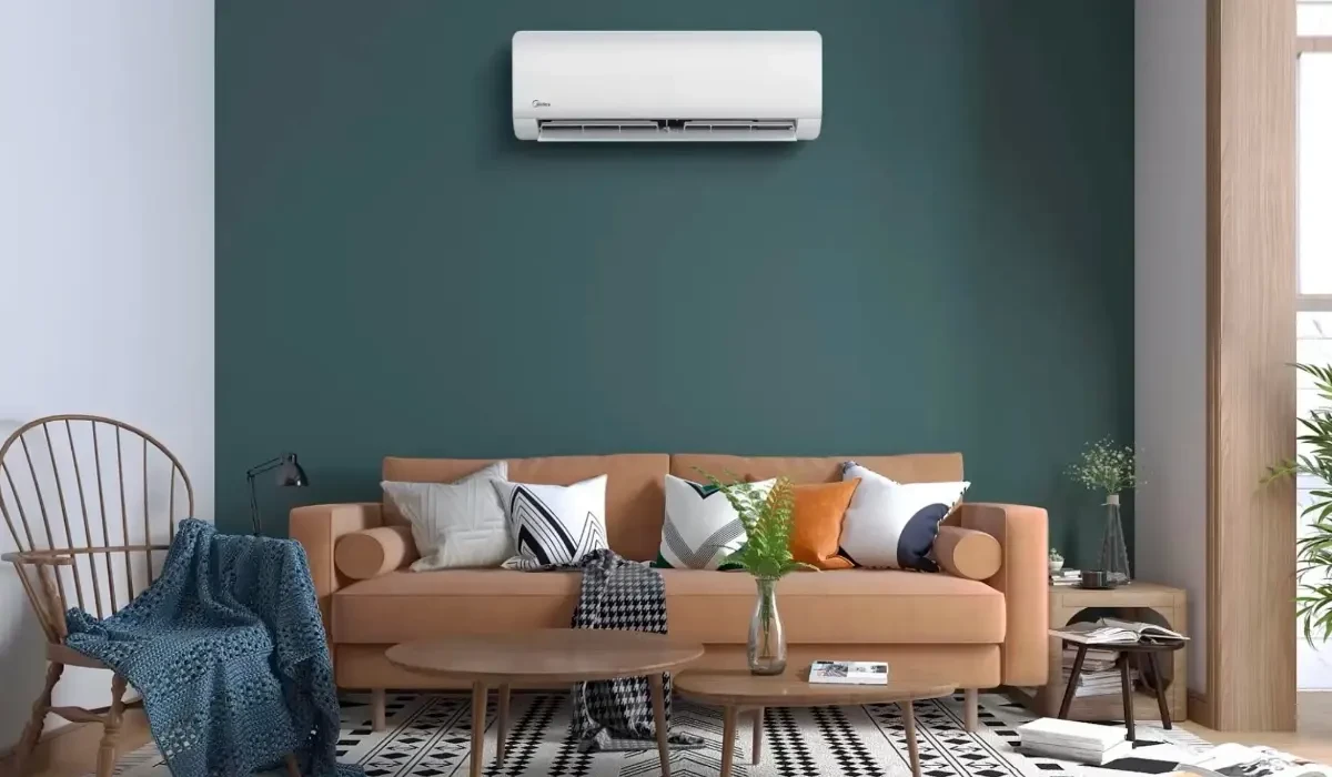 Modern living room with efficient air conditioning