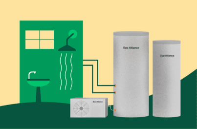 a diagram of a hot water system heat pump